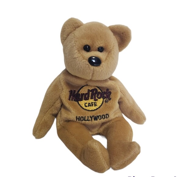 Hard Rock Cafe Isaac Beara Hollywood Bear Beanie Plush Toy 8" Brown Collectible - Picture 1 of 10
